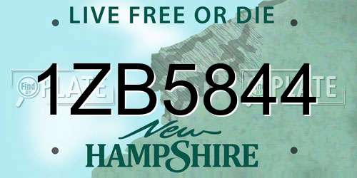 1ZB5844 New Hampshire License Plate