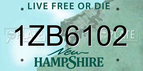1ZB6102 New Hampshire License Plate