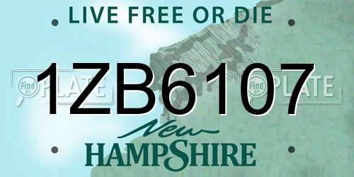 1ZB6107 New Hampshire License Plate