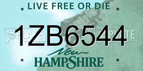 1ZB6544 New Hampshire License Plate