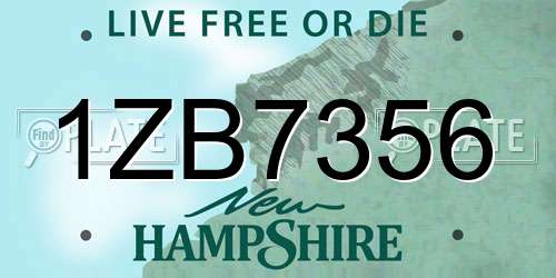 1ZB7356 New Hampshire License Plate