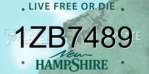 1ZB7489 New Hampshire License Plate
