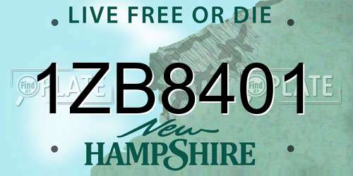 1ZB8401 New Hampshire License Plate