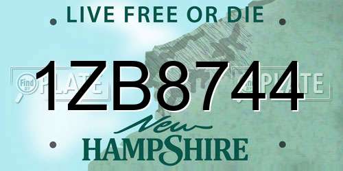1ZB8744 New Hampshire License Plate