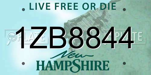 1ZB8844 New Hampshire License Plate