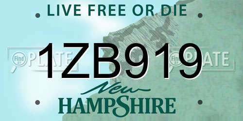 1ZB919 New Hampshire License Plate