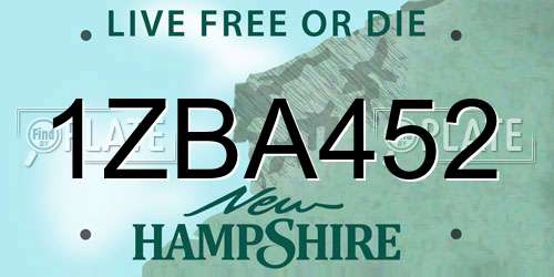 1ZBA452 New Hampshire License Plate