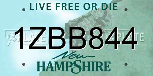 1ZBB844 New Hampshire License Plate