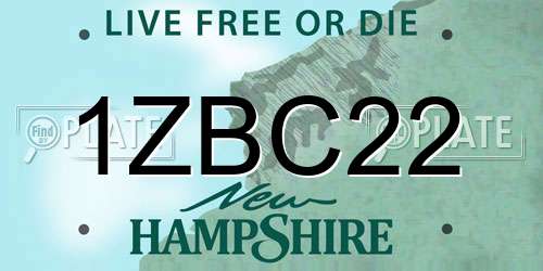 1ZBC22 New Hampshire License Plate