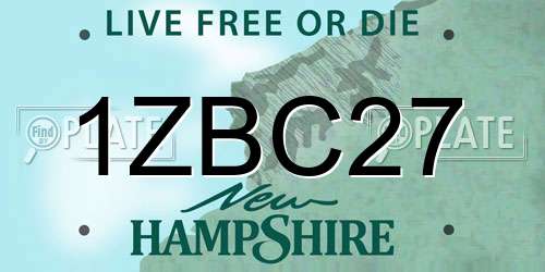 1ZBC27 New Hampshire License Plate