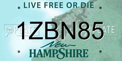 1ZBN85 New Hampshire License Plate