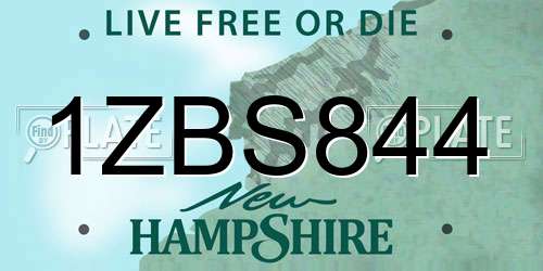 1ZBS844 New Hampshire License Plate