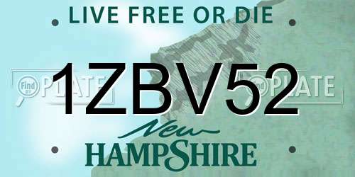 1ZBV52 New Hampshire License Plate