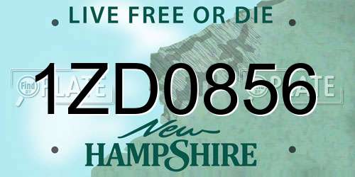 1ZD0856 New Hampshire License Plate