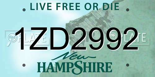 1ZD2992 New Hampshire License Plate