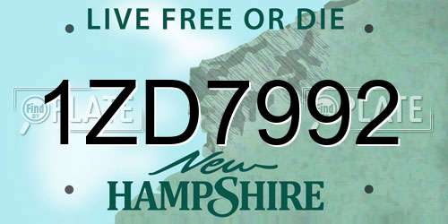 1ZD7992 New Hampshire License Plate