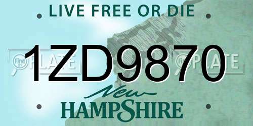 1ZD9870 New Hampshire License Plate