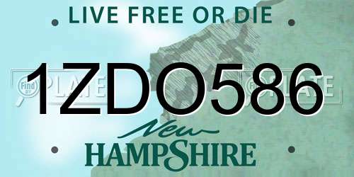 1ZDO586 New Hampshire License Plate