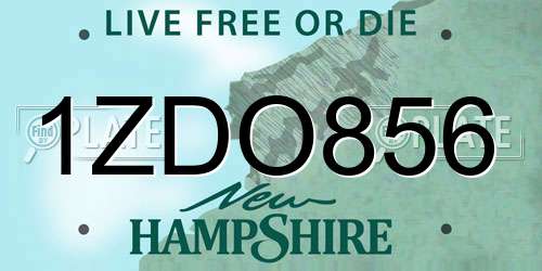 1ZDO856 New Hampshire License Plate