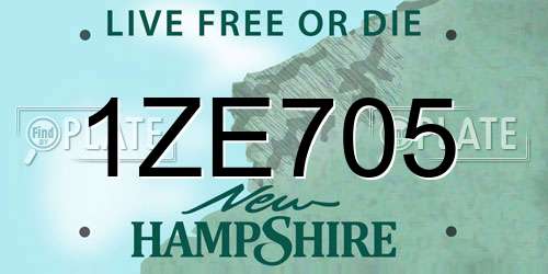 1ZE705 New Hampshire License Plate