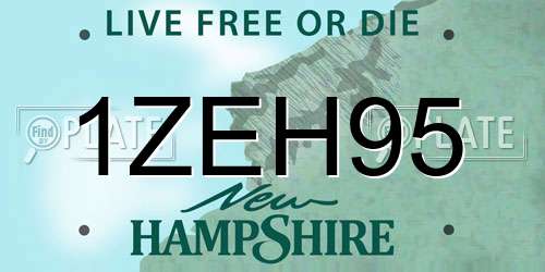 1ZEH95 New Hampshire License Plate