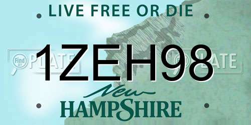 1ZEH98 New Hampshire License Plate