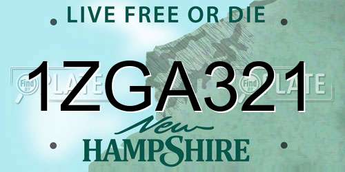 1ZGA321 New Hampshire License Plate