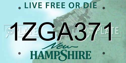 1ZGA371 New Hampshire License Plate