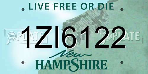 1ZI6122 New Hampshire License Plate