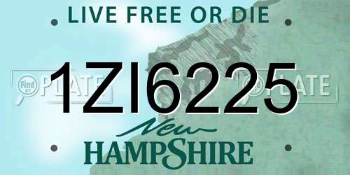 1ZI6225 New Hampshire License Plate