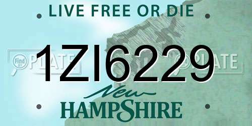 1ZI6229 New Hampshire License Plate
