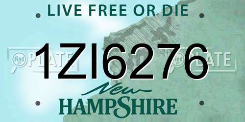 1ZI6276 New Hampshire License Plate