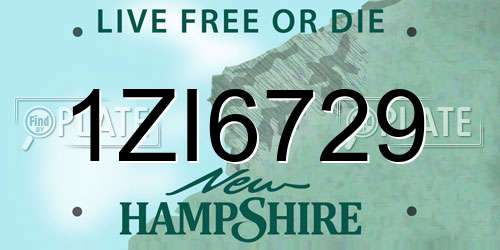 1ZI6729 New Hampshire License Plate