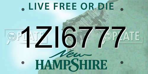 1ZI6777 New Hampshire License Plate