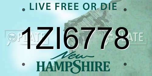 1ZI6778 New Hampshire License Plate