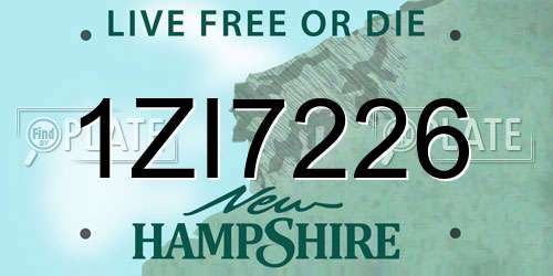 1ZI7226 New Hampshire License Plate