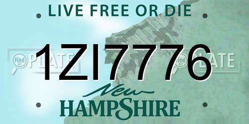 1ZI7776 New Hampshire License Plate