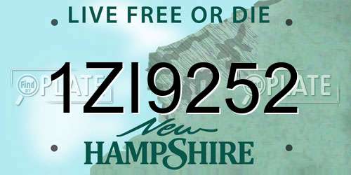 1ZI9252 New Hampshire License Plate