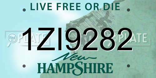 1ZI9282 New Hampshire License Plate