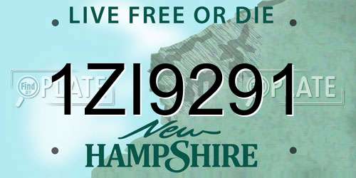 1ZI9291 New Hampshire License Plate