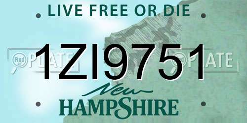 1ZI9751 New Hampshire License Plate
