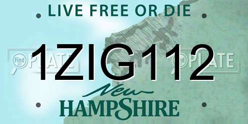 1ZIG112 New Hampshire License Plate