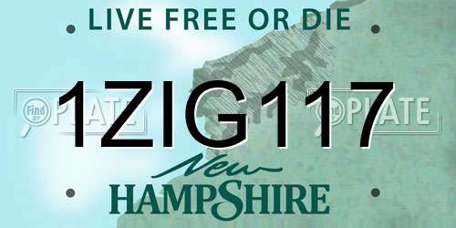 1ZIG117 New Hampshire License Plate