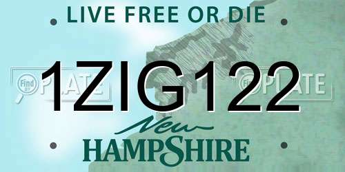 1ZIG122 New Hampshire License Plate