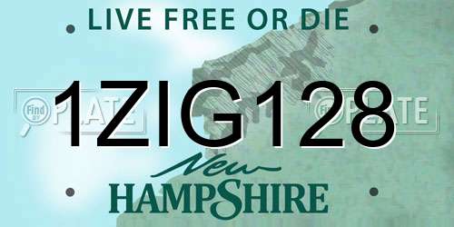 1ZIG128 New Hampshire License Plate