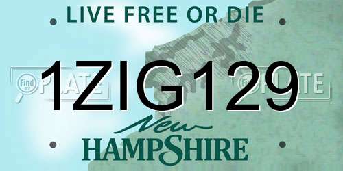 1ZIG129 New Hampshire License Plate