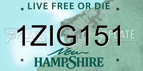 1ZIG151 New Hampshire License Plate