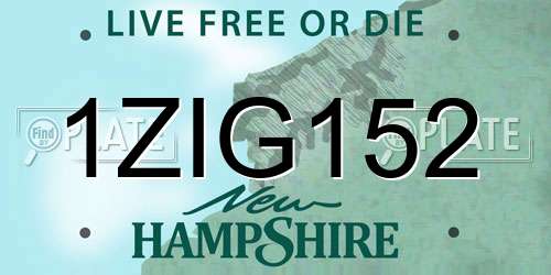 1ZIG152 New Hampshire License Plate