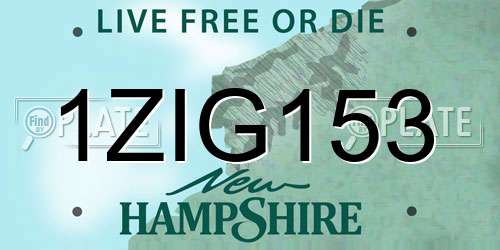 1ZIG153 New Hampshire License Plate