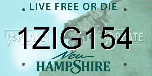 1ZIG154 New Hampshire License Plate